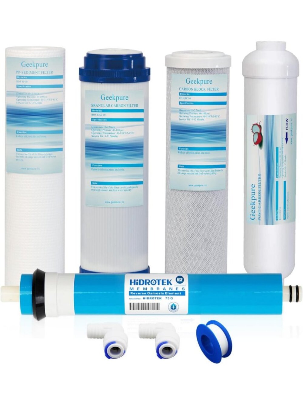 5-Stage Reverse Osmosis Water Filter System, 75 GPD NSF Certified, Pure Water